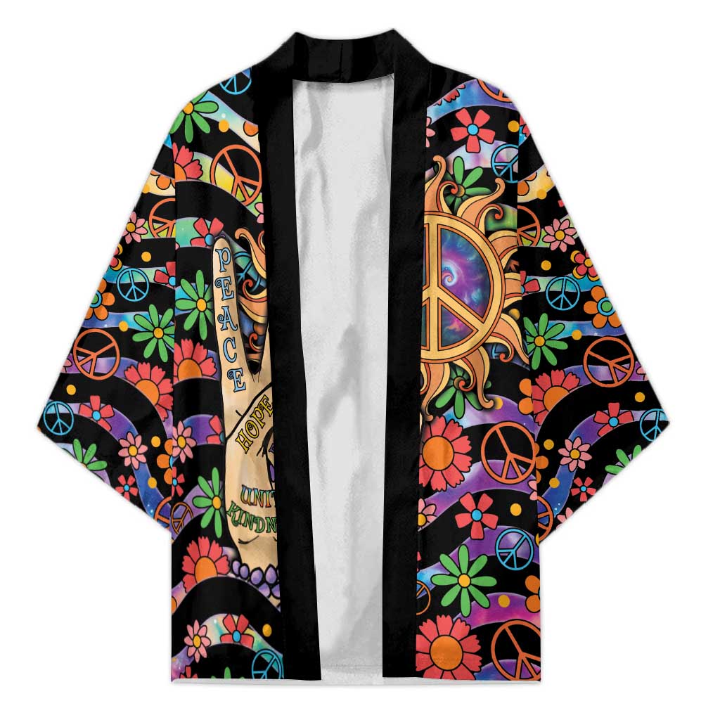 Hippie Kimono Hand Gesture V With Peace Symbol - Wonder Print Shop