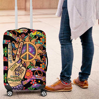 Hippie Luggage Cover Hand Gesture V With Peace Symbol - Wonder Print Shop