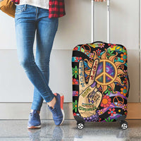 Hippie Luggage Cover Hand Gesture V With Peace Symbol - Wonder Print Shop