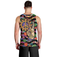 Hippie Men Tank Top Hand Gesture V With Peace Symbol - Wonder Print Shop