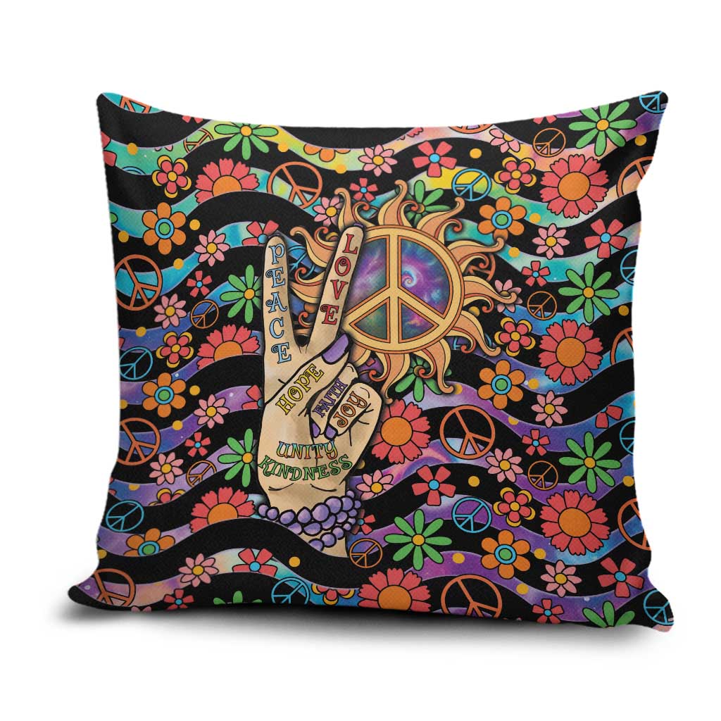 Hippie Pillow Cover Hand Gesture V With Peace Symbol - Wonder Print Shop