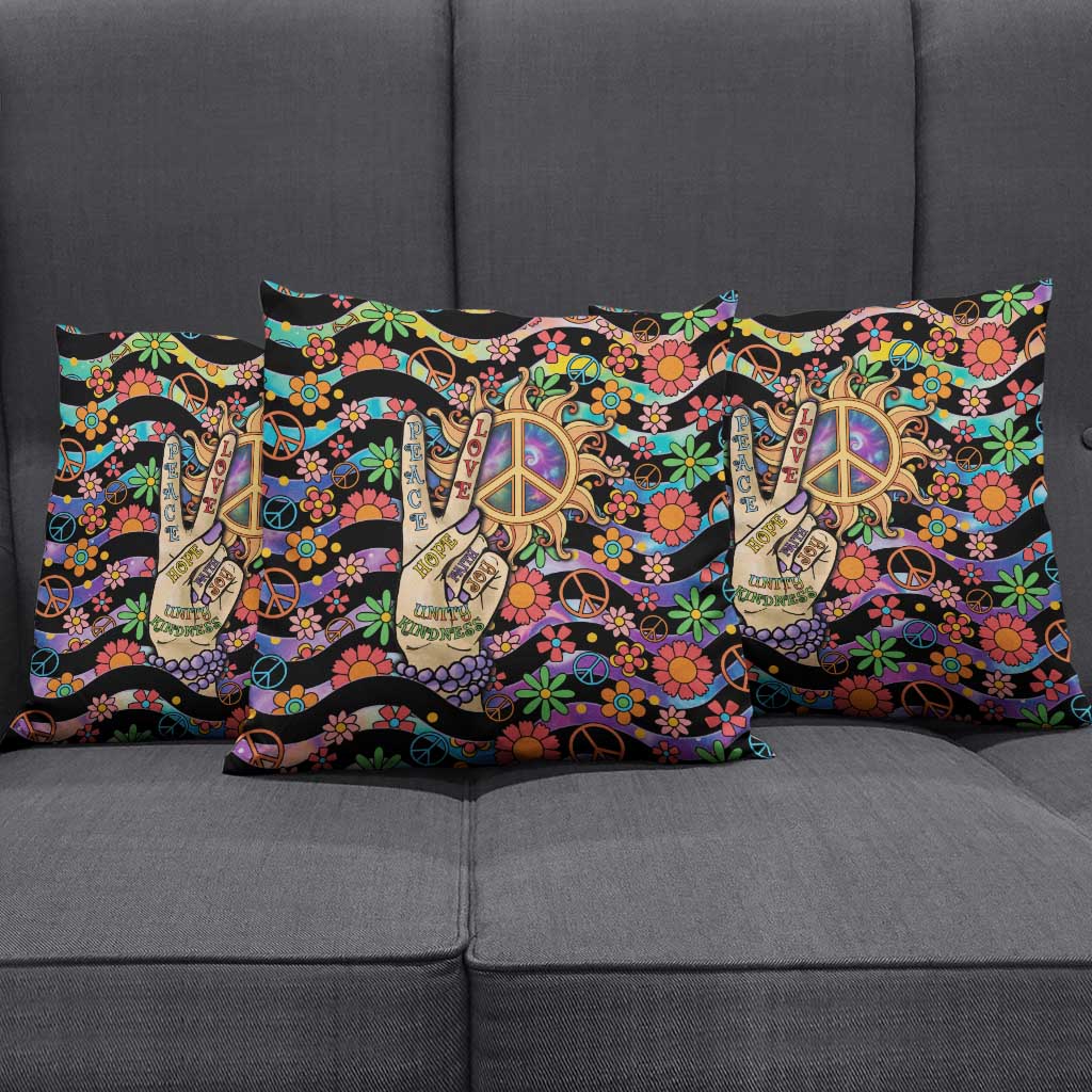 Hippie Pillow Cover Hand Gesture V With Peace Symbol - Wonder Print Shop