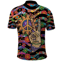Hippie Polo Shirt Hand Gesture V With Peace Symbol - Wonder Print Shop