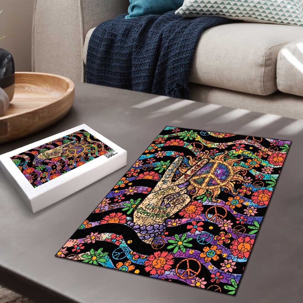 Hippie Puzzle Hand Gesture V With Peace Symbol - Wonder Print Shop