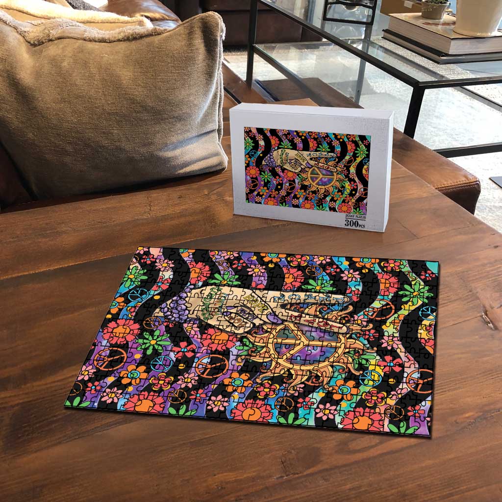 Hippie Puzzle Hand Gesture V With Peace Symbol - Wonder Print Shop