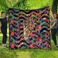 Hippie Quilt Hand Gesture V With Peace Symbol - Wonder Print Shop