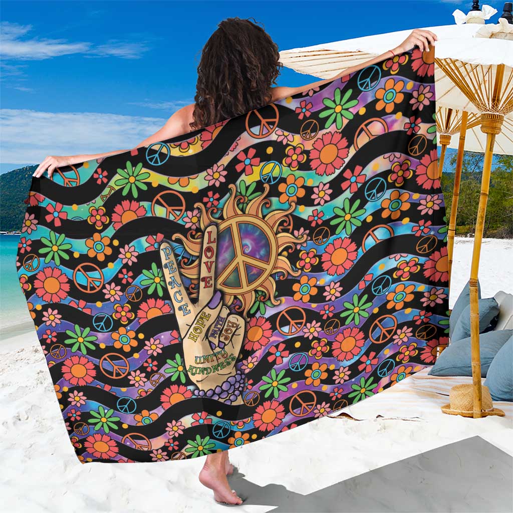 Hippie Sarong Hand Gesture V With Peace Symbol - Wonder Print Shop