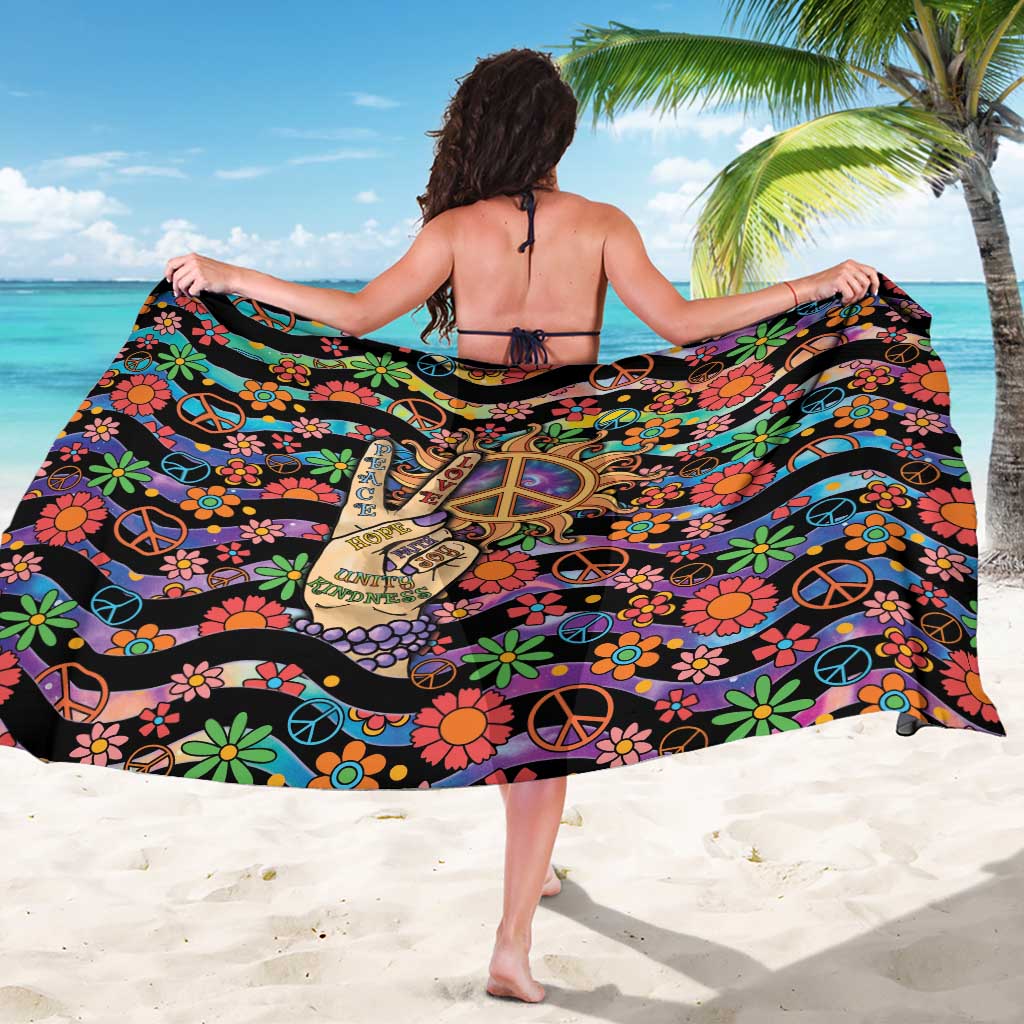 Hippie Sarong Hand Gesture V With Peace Symbol - Wonder Print Shop