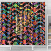 Hippie Shower Curtain Hand Gesture V With Peace Symbol - Wonder Print Shop