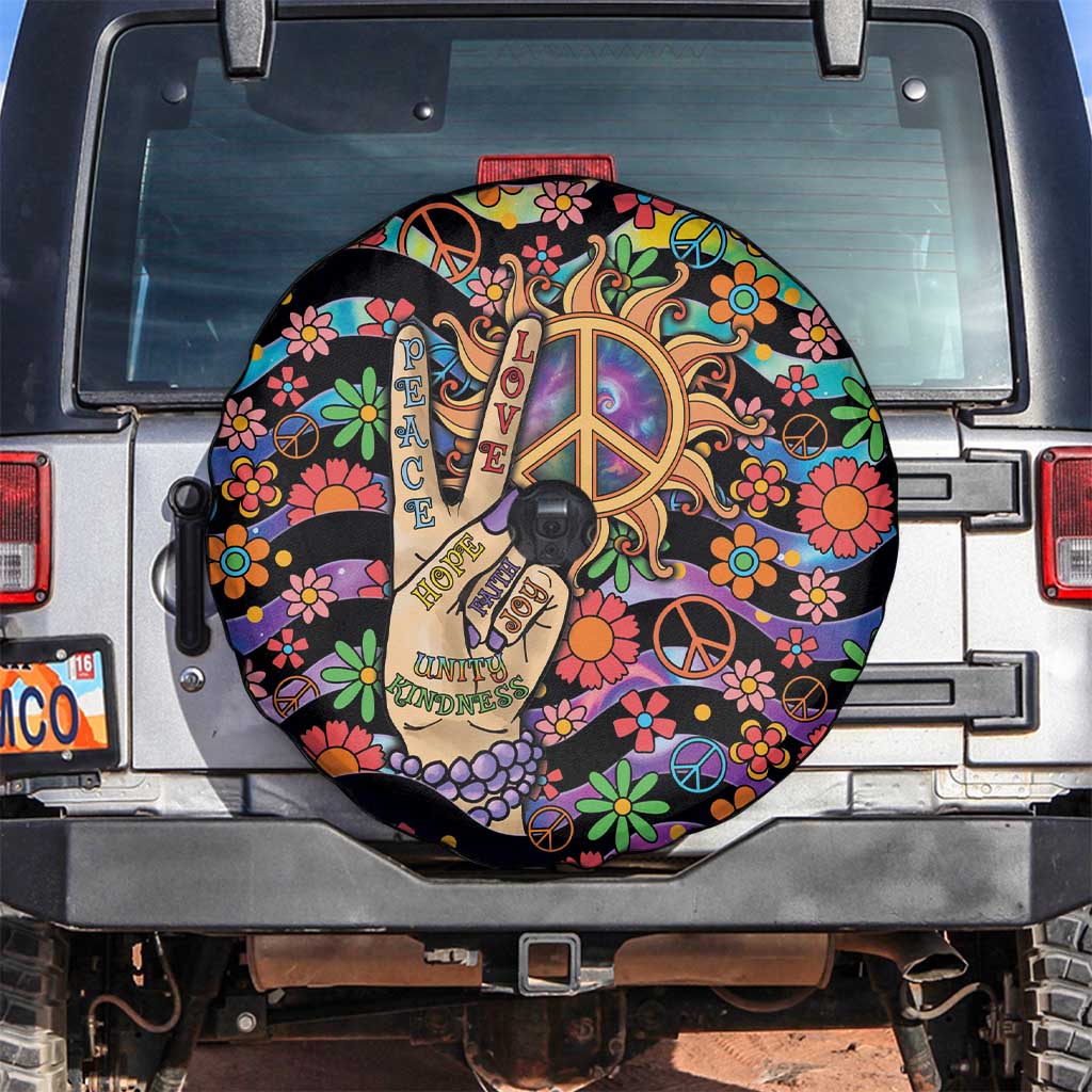 Hippie Spare Tire Cover Hand Gesture V With Peace Symbol - Wonder Print Shop