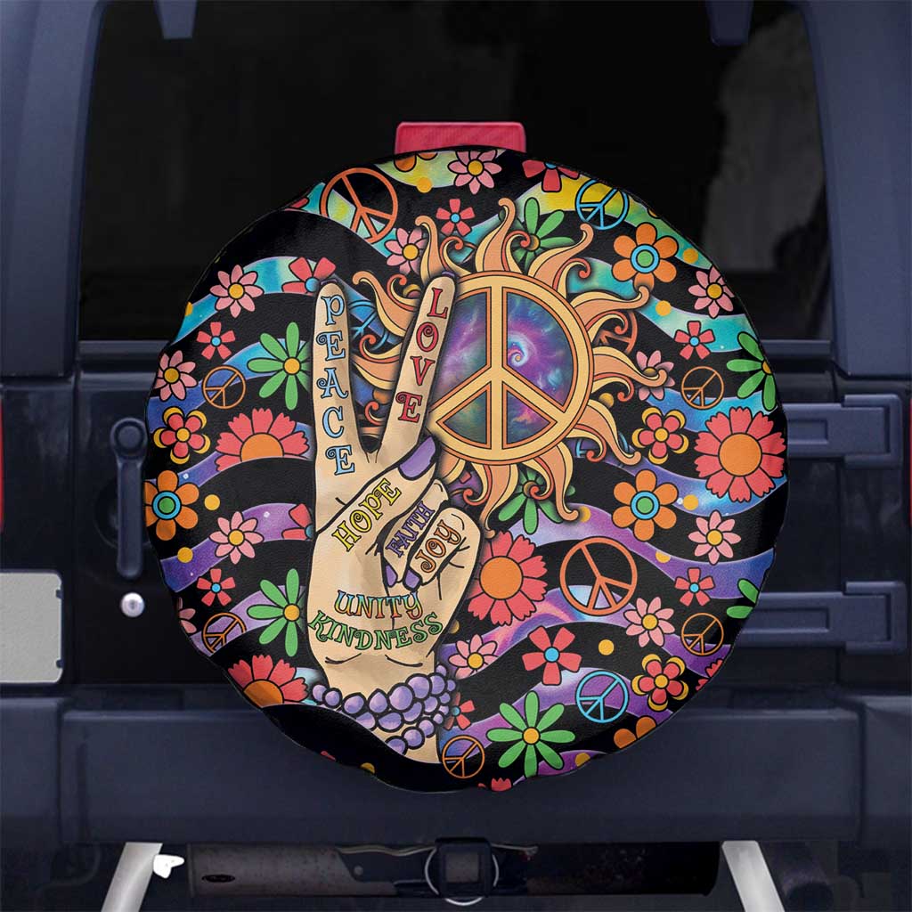 Hippie Spare Tire Cover Hand Gesture V With Peace Symbol - Wonder Print Shop