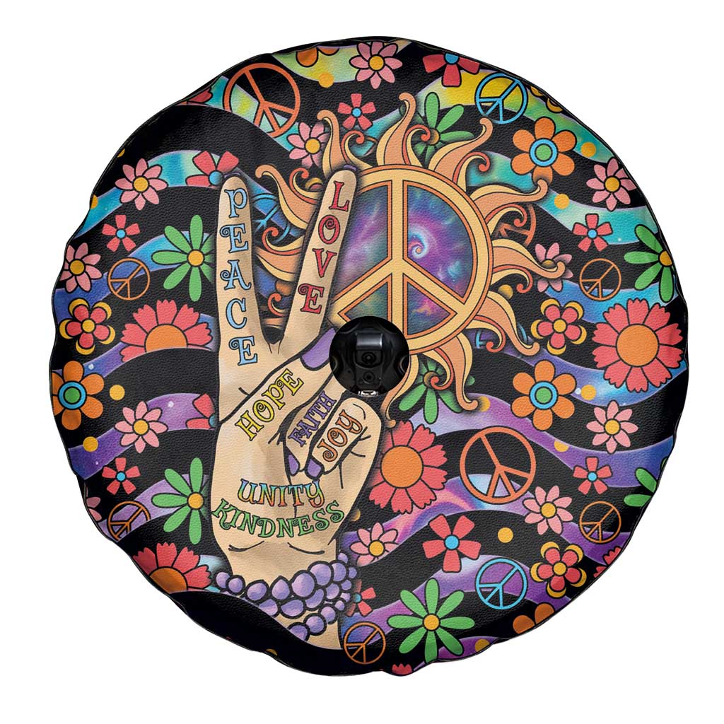 Hippie Spare Tire Cover Hand Gesture V With Peace Symbol - Wonder Print Shop