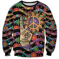 Hippie Sweatshirt Hand Gesture V With Peace Symbol - Wonder Print Shop