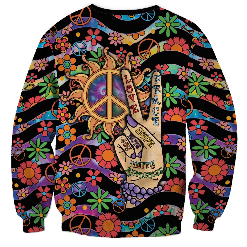 Hippie Sweatshirt Hand Gesture V With Peace Symbol - Wonder Print Shop