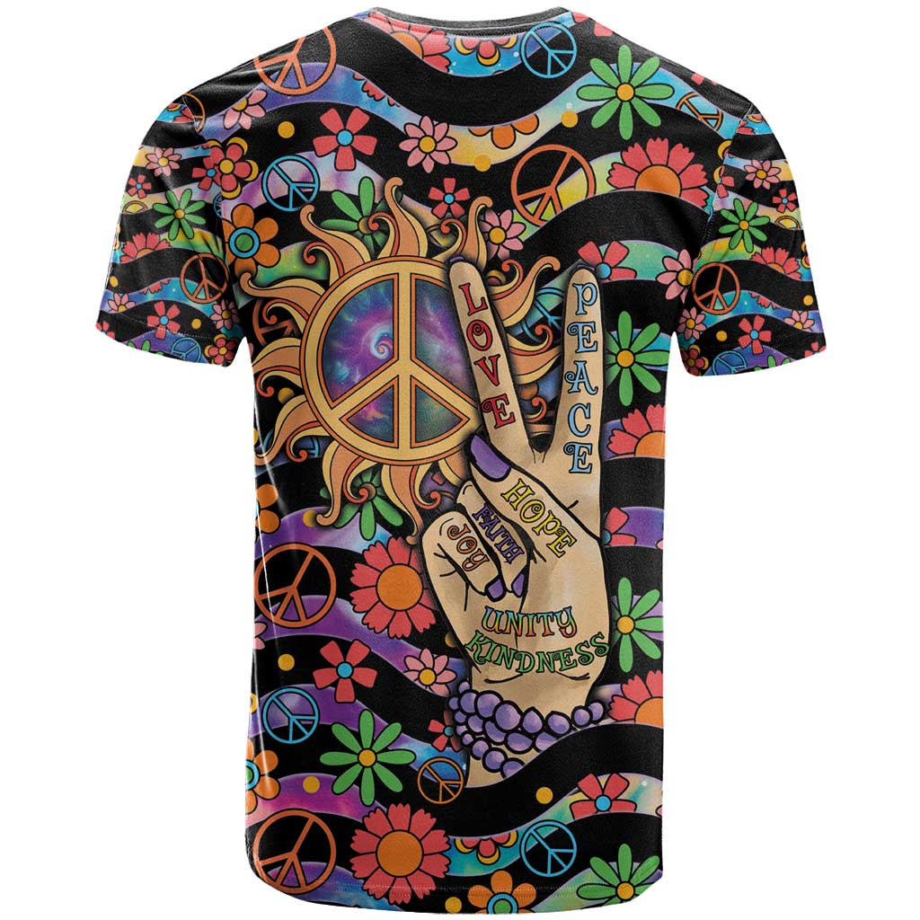 Hippie T Shirt Hand Gesture V With Peace Symbol - Wonder Print Shop