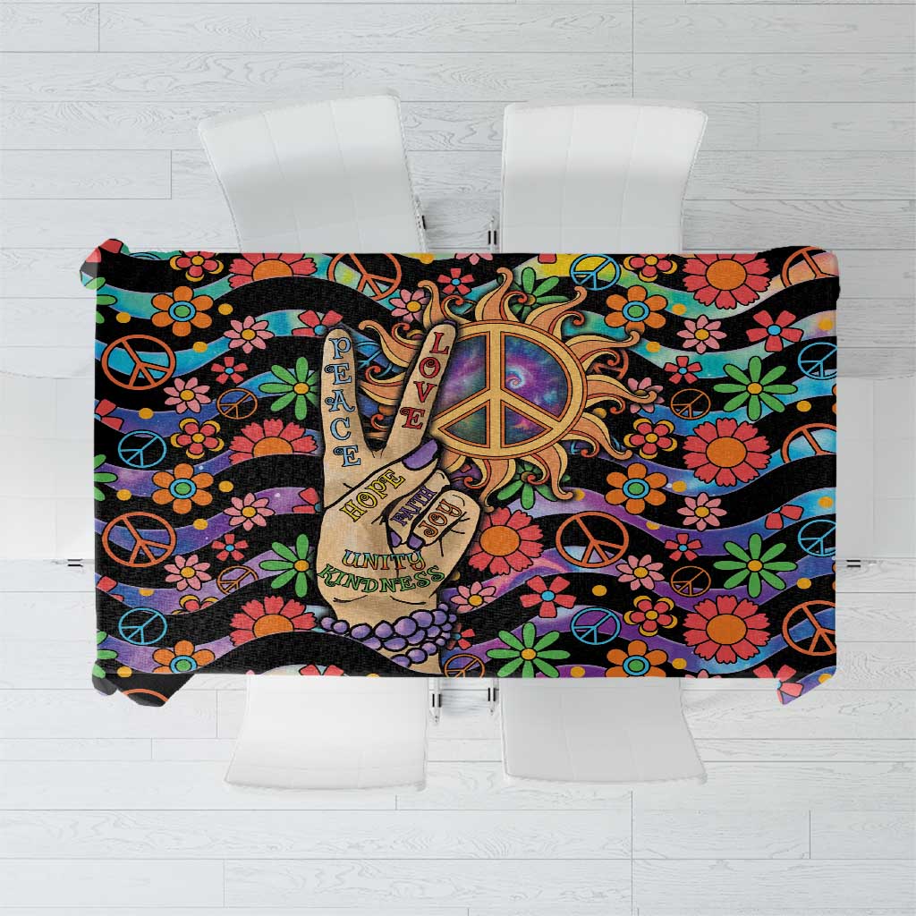 Hippie Tablecloth Hand Gesture V With Peace Symbol - Wonder Print Shop