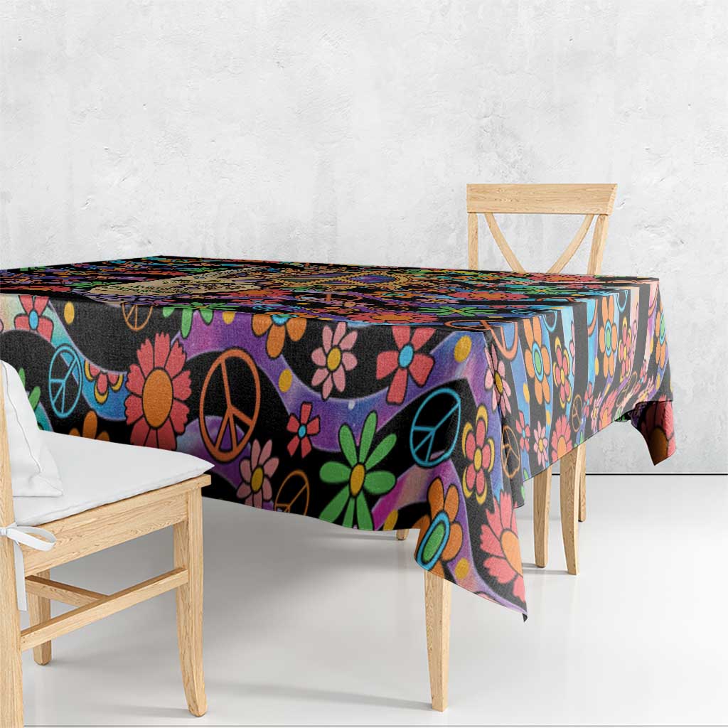 Hippie Tablecloth Hand Gesture V With Peace Symbol - Wonder Print Shop