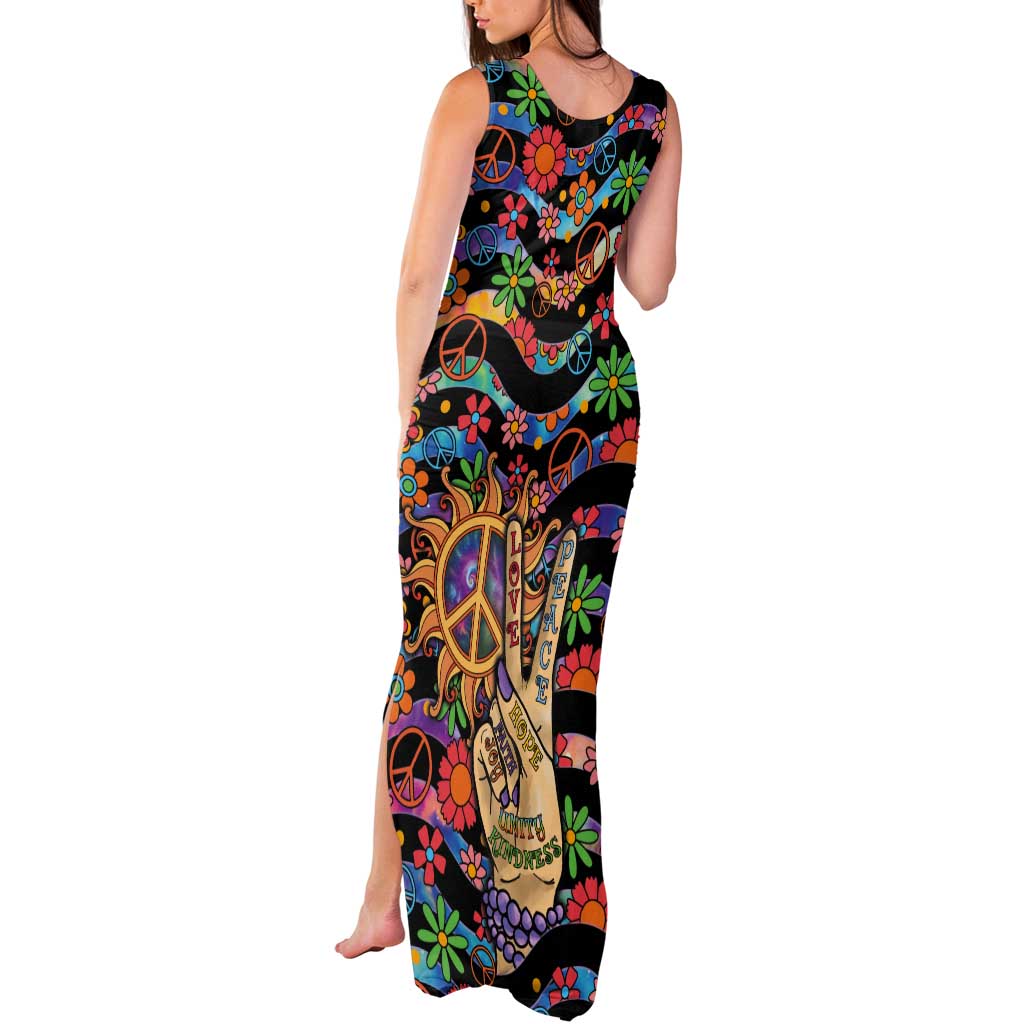 Hippie Tank Maxi Dress Hand Gesture V With Peace Symbol - Wonder Print Shop