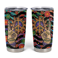 Hippie Tumbler Cup Hand Gesture V With Peace Symbol - Wonder Print Shop