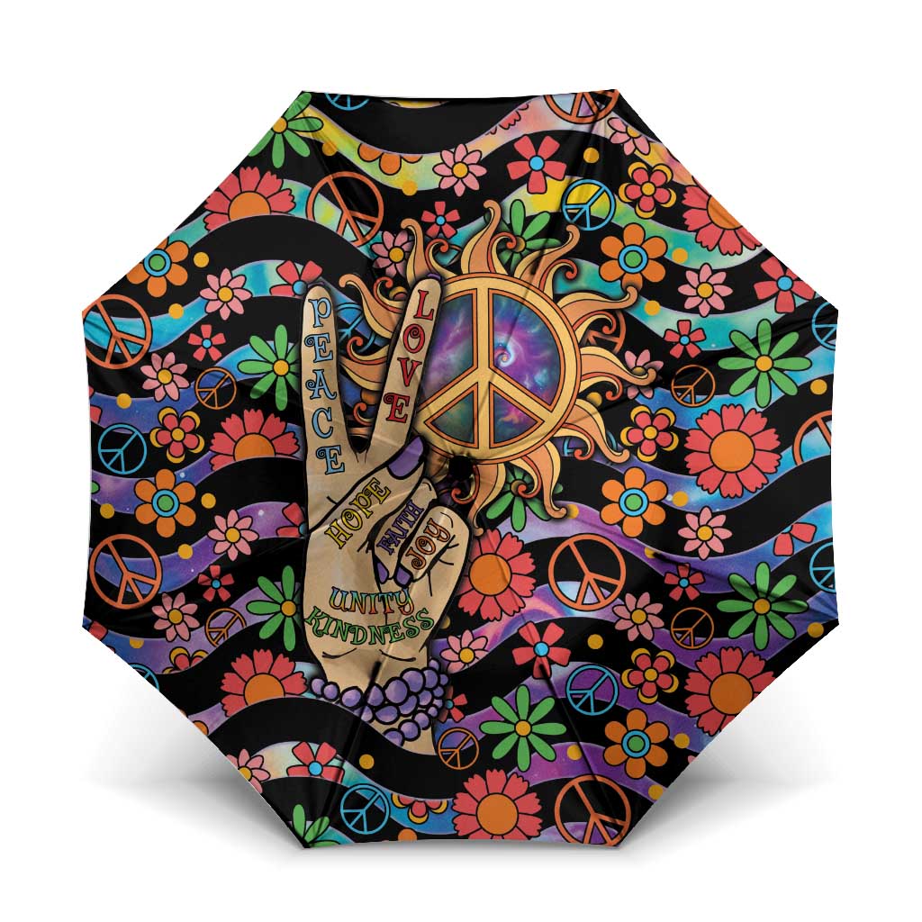 Hippie Umbrella Hand Gesture V With Peace Symbol - Wonder Print Shop