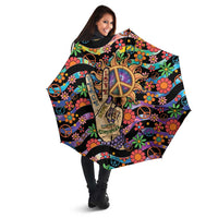 Hippie Umbrella Hand Gesture V With Peace Symbol - Wonder Print Shop