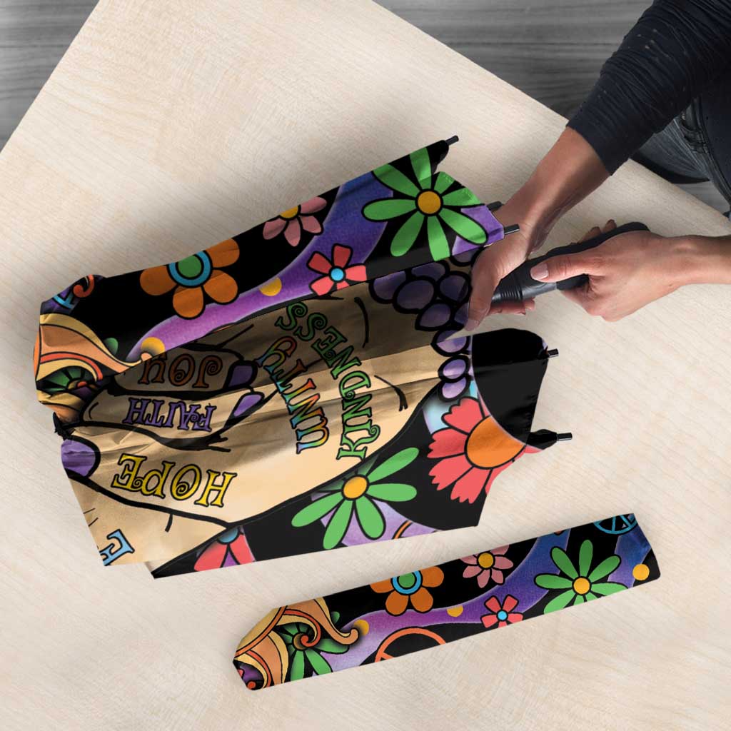 Hippie Umbrella Hand Gesture V With Peace Symbol - Wonder Print Shop