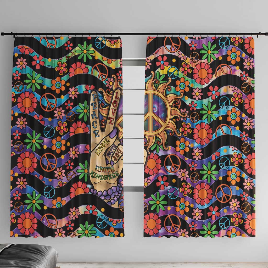 Hippie Window Curtain Hand Gesture V With Peace Symbol - Wonder Print Shop