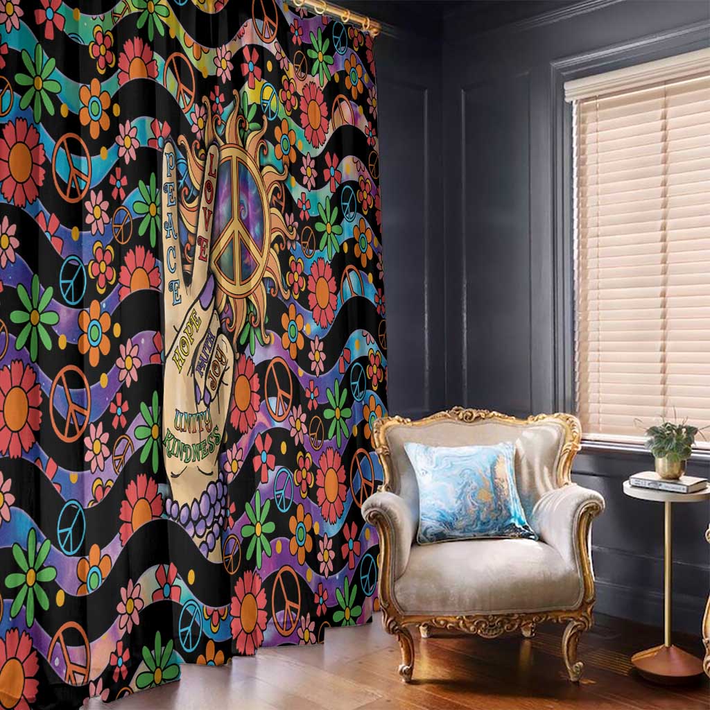 Hippie Window Curtain Hand Gesture V With Peace Symbol - Wonder Print Shop