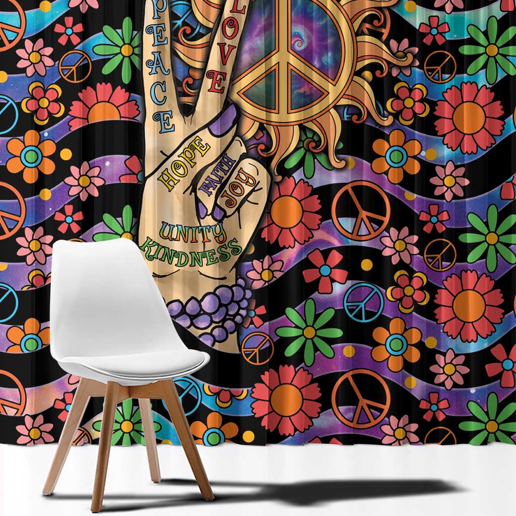 Hippie Window Curtain Hand Gesture V With Peace Symbol - Wonder Print Shop