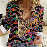 Hippie Women Casual Shirt Hand Gesture V With Peace Symbol - Wonder Print Shop