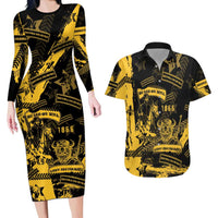 Buffalo Soldiers Couples Matching Long Sleeve Bodycon Dress and Hawaiian Shirt Military Urban Retro Style - Wonder Print Shop