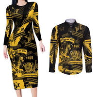 Buffalo Soldiers Couples Matching Long Sleeve Bodycon Dress and Long Sleeve Button Shirt Military Urban Retro Style - Wonder Print Shop