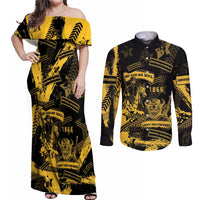 Buffalo Soldiers Couples Matching Off Shoulder Maxi Dress and Long Sleeve Button Shirt Military Urban Retro Style - Wonder Print Shop