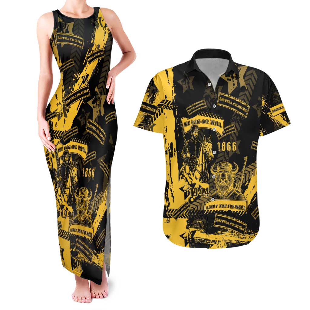 Buffalo Soldiers Couples Matching Tank Maxi Dress and Hawaiian Shirt Military Urban Retro Style - Wonder Print Shop
