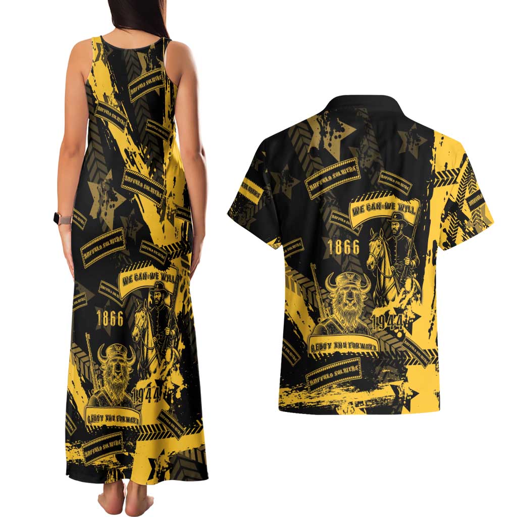 Buffalo Soldiers Couples Matching Tank Maxi Dress and Hawaiian Shirt Military Urban Retro Style - Wonder Print Shop