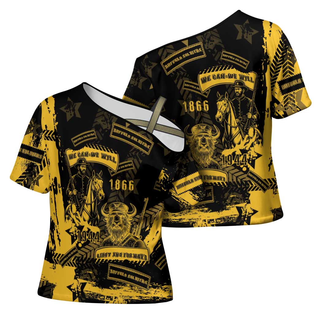 Buffalo Soldiers Cross Shoulder Shirt Military Urban Retro Style - Wonder Print Shop