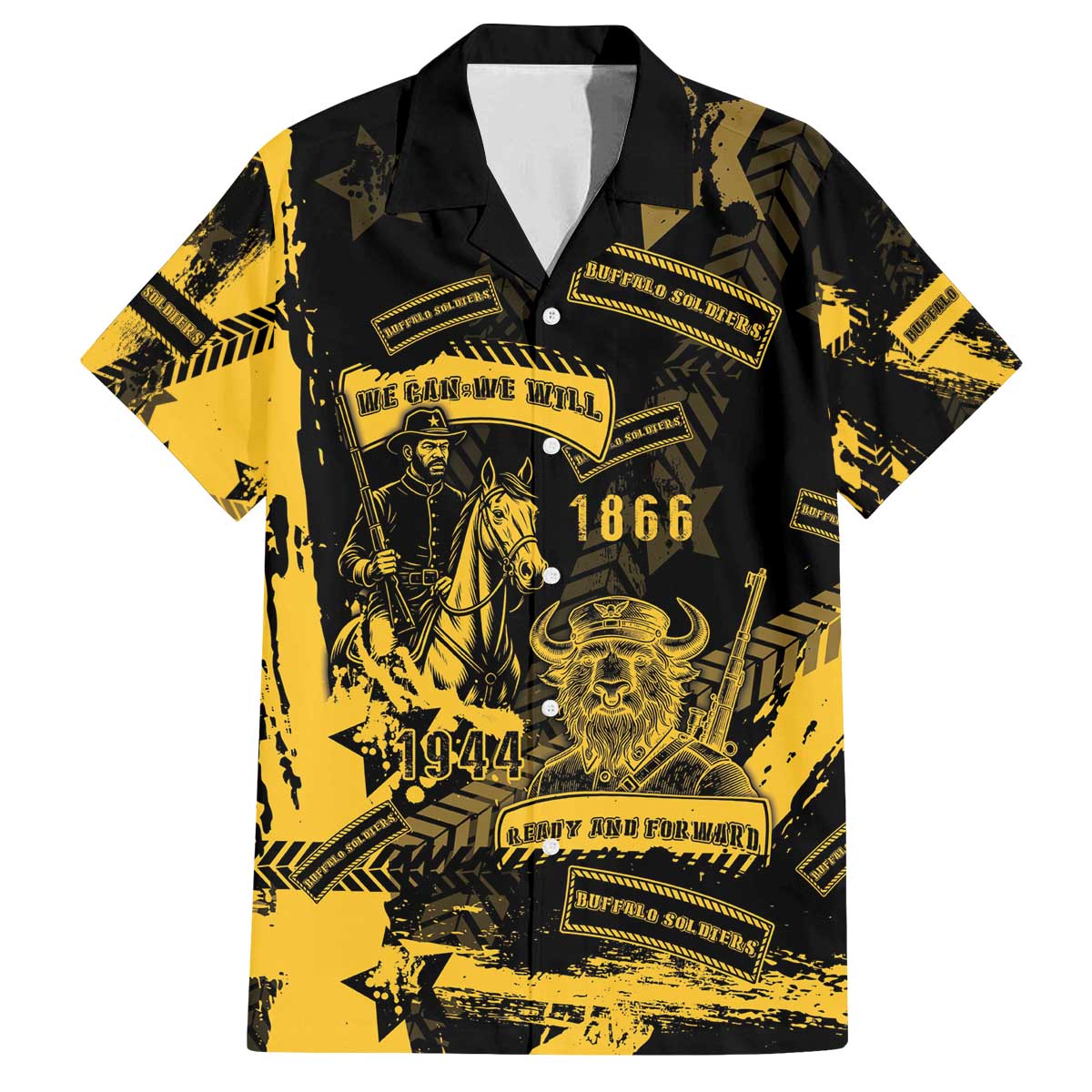 Buffalo Soldiers Family Matching Off The Shoulder Long Sleeve Dress and Hawaiian Shirt Military Urban Retro Style - Wonder Print Shop