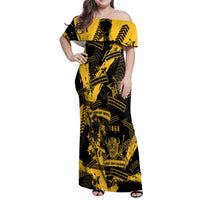 Buffalo Soldiers Family Matching Off Shoulder Maxi Dress and Hawaiian Shirt Military Urban Retro Style - Wonder Print Shop