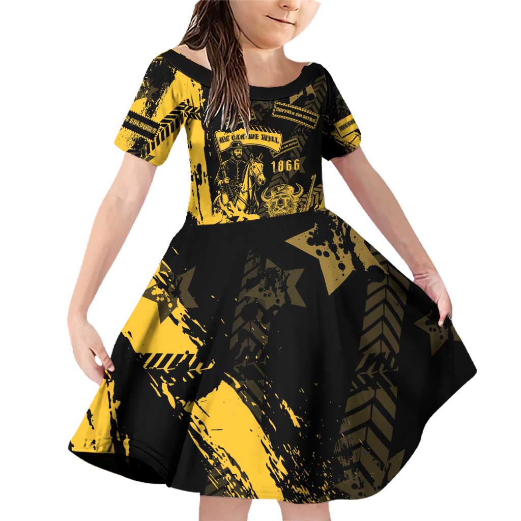 Buffalo Soldiers Family Matching Off Shoulder Short Dress and Hawaiian Shirt Military Urban Retro Style - Wonder Print Shop