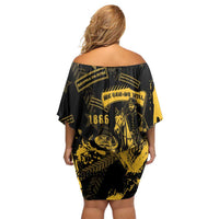 Buffalo Soldiers Family Matching Off Shoulder Short Dress and Hawaiian Shirt Military Urban Retro Style - Wonder Print Shop