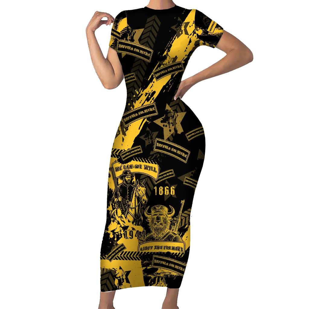 Buffalo Soldiers Family Matching Short Sleeve Bodycon Dress and Hawaiian Shirt Military Urban Retro Style - Wonder Print Shop