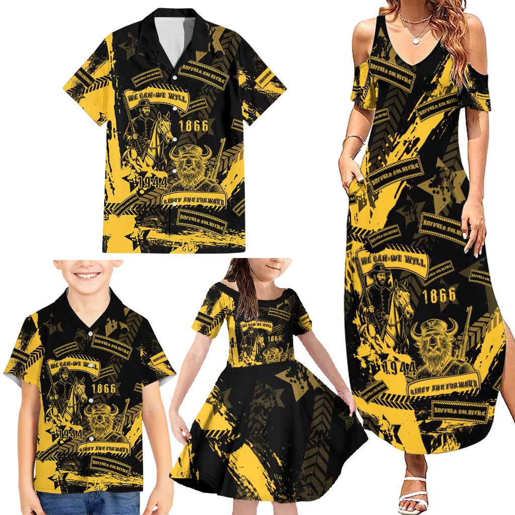 Buffalo Soldiers Family Matching Summer Maxi Dress and Hawaiian Shirt Military Urban Retro Style - Wonder Print Shop