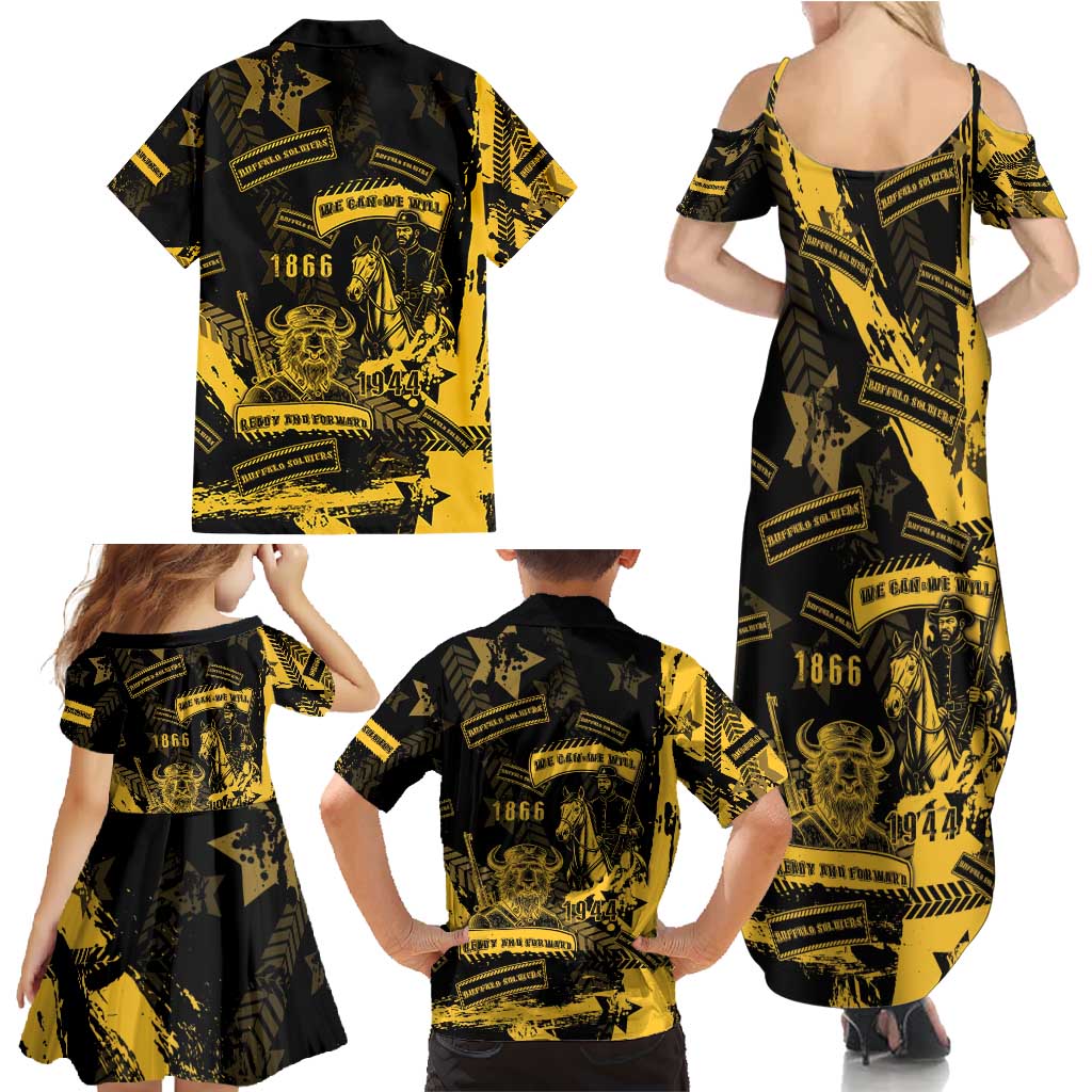 Buffalo Soldiers Family Matching Summer Maxi Dress and Hawaiian Shirt Military Urban Retro Style - Wonder Print Shop