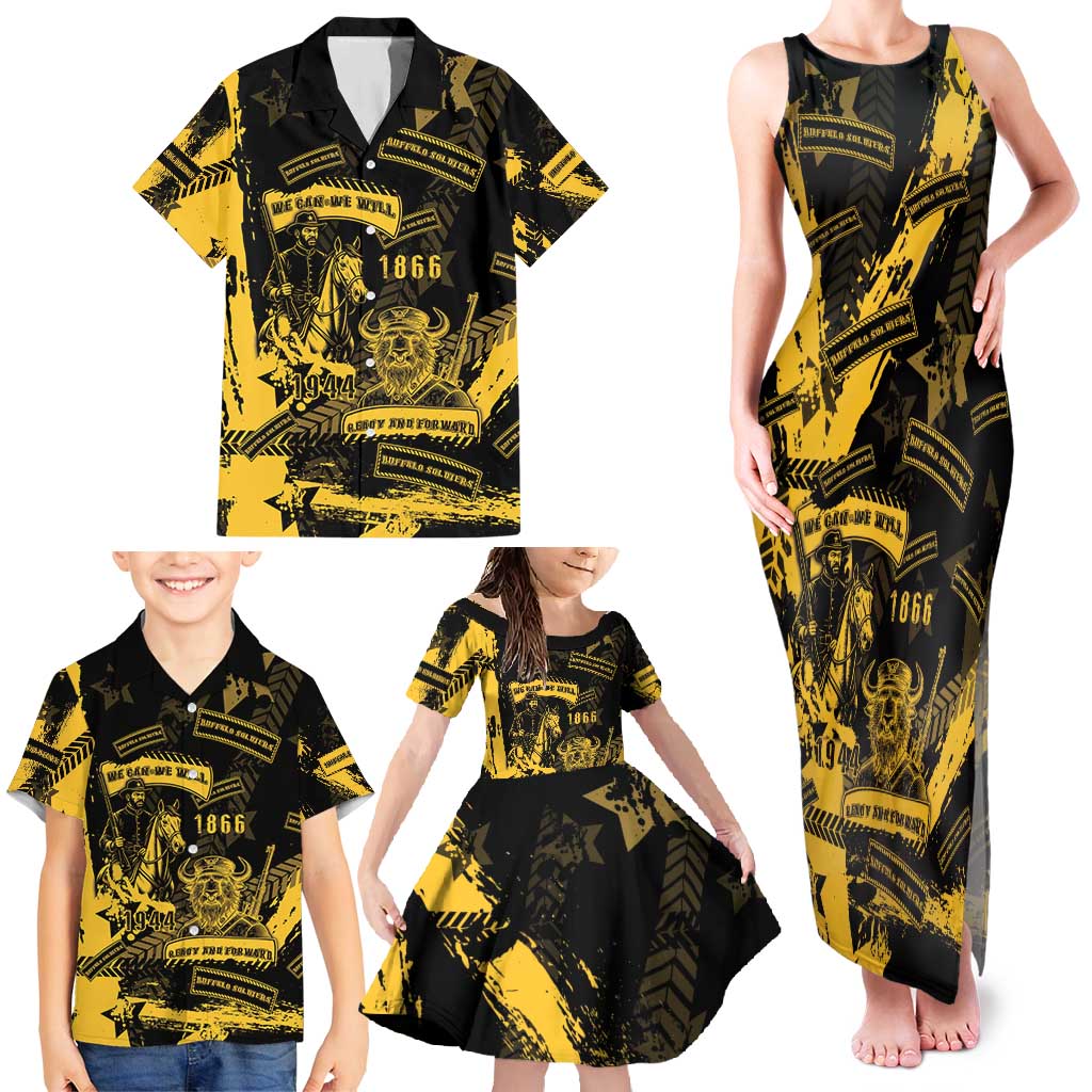 Buffalo Soldiers Family Matching Tank Maxi Dress and Hawaiian Shirt Military Urban Retro Style - Wonder Print Shop