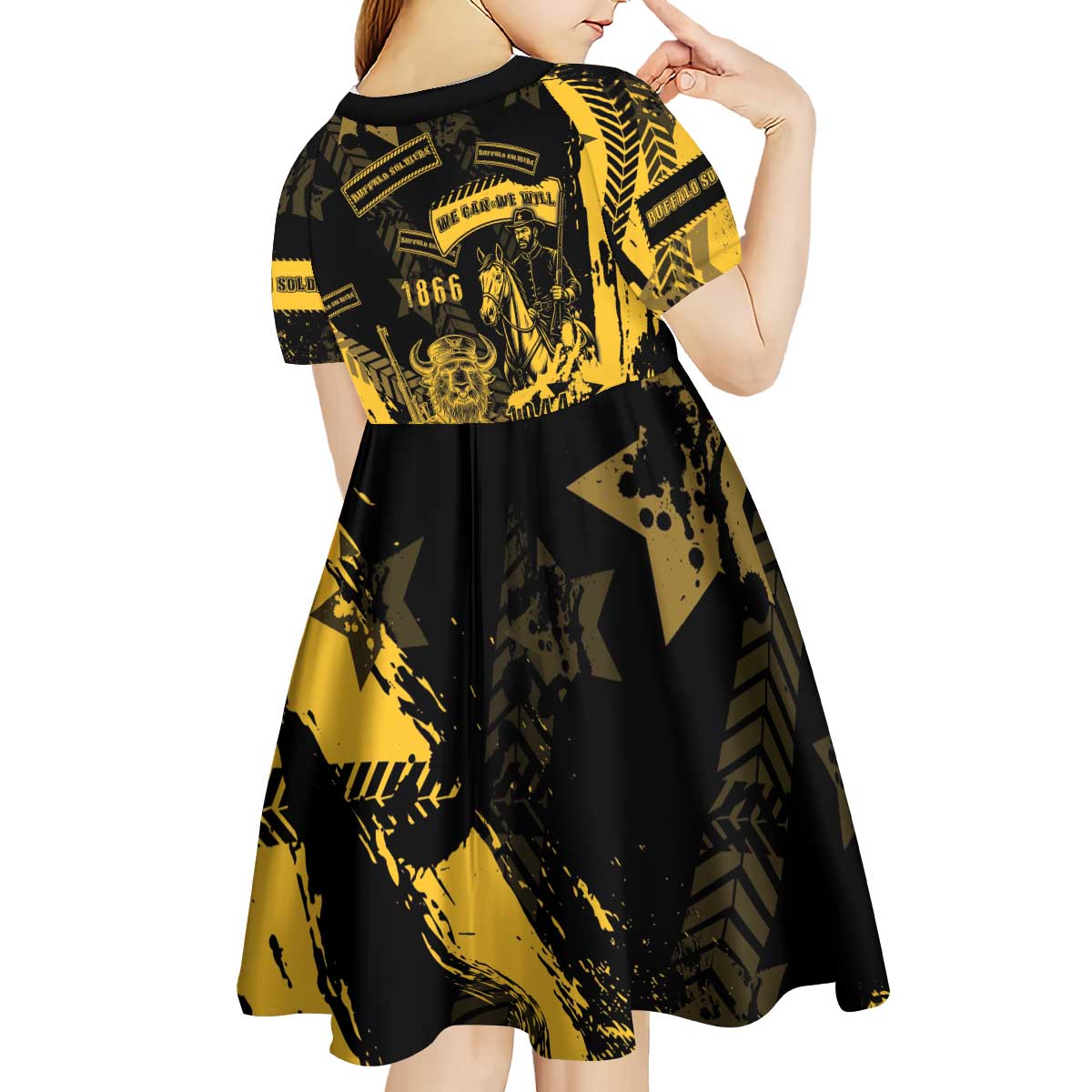 Buffalo Soldiers Kid Short Sleeve Dress Military Urban Retro Style - Wonder Print Shop
