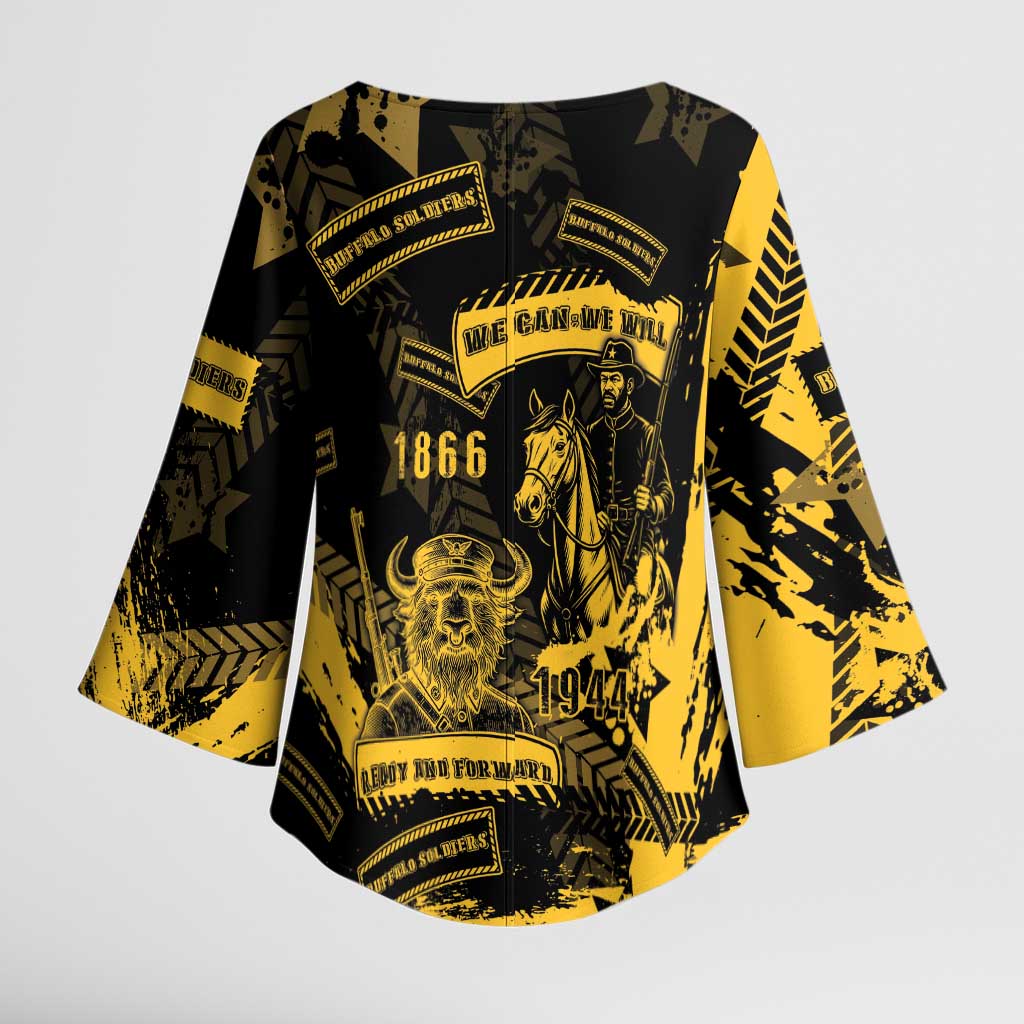 Buffalo Soldiers Kimono Sleeve Blouse Military Urban Retro Style - Wonder Print Shop