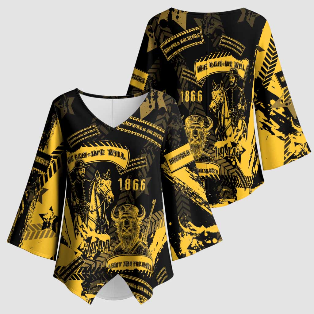 Buffalo Soldiers Kimono Sleeve Blouse Military Urban Retro Style - Wonder Print Shop