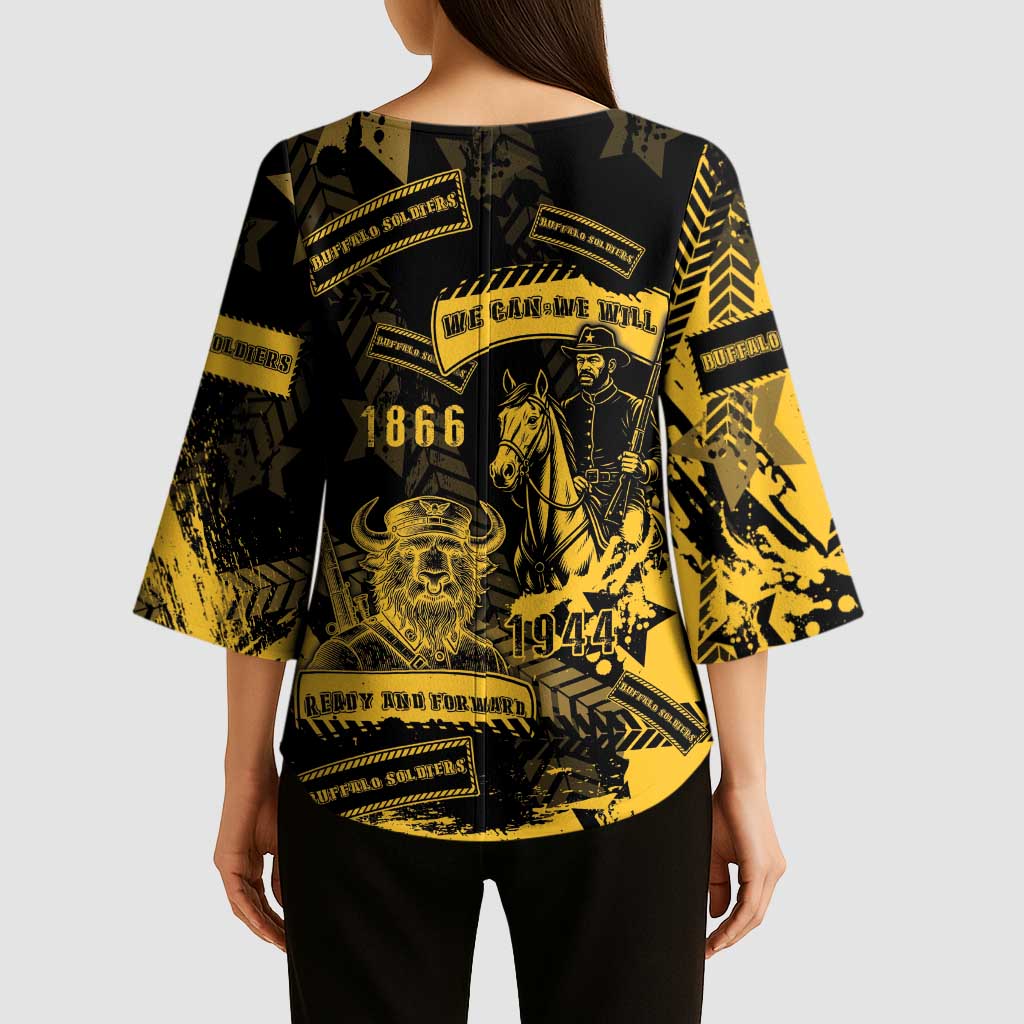 Buffalo Soldiers Kimono Sleeve Blouse Military Urban Retro Style - Wonder Print Shop