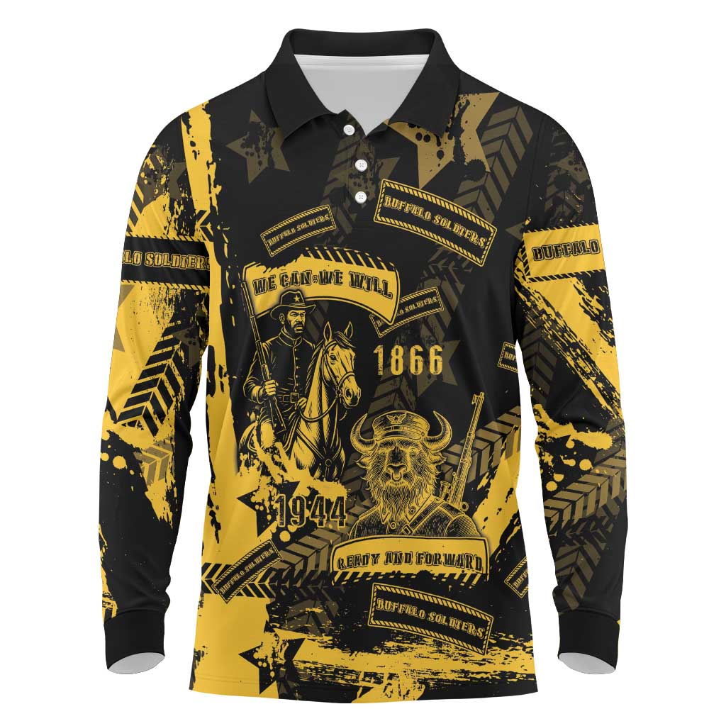 Buffalo Soldiers Long Sleeve Polo Shirt Military Urban Retro Style - Wonder Print Shop