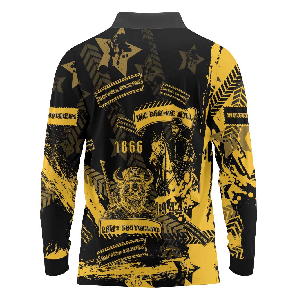 Buffalo Soldiers Long Sleeve Polo Shirt Military Urban Retro Style - Wonder Print Shop